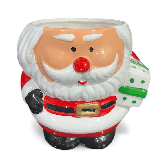 Other - Vintage 1995 Loomco Glazed Santa Claus Candy Jar 6" Tall 6/7" Wide Christmas